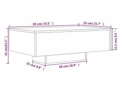 vidaxl Mesa de centro con luces LED roble Sonoma 85x55x31 cm