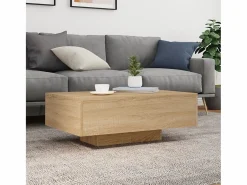 vidaxl Mesa de centro con luces LED roble Sonoma 85x55x31 cm