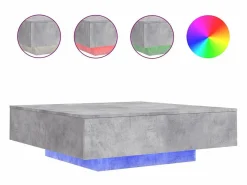 Online Mesa de centro con luces LED hormigón 100x100x31 cm Mesa De Centro