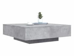 Online Mesa de centro con luces LED hormigón 100x100x31 cm Mesa De Centro