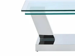 New Maison Céphy Mesa de centro con tableros giratorios - Vidrio templado y acero inoxidable - Transparente - OYRUS Transparente / Plateado