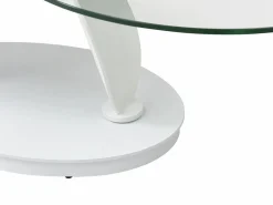 Maison Céphy Mesa de centro con tableros pivotantes de cerámica, vidrio templado y metal - Blanco - MANEYA