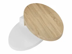 Clearance Vente-unique Mesa de centro con tablero pivotante - MDF - Natural y blanco VITALY Color natural claro / Blanco