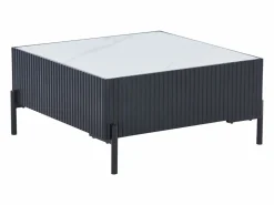 Mesa de centro de cerámica, MDF y metal - Negro y blanco - CYNDORA Mesa De Centro