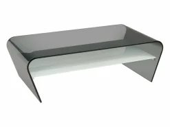 Vente-unique Mesa de centro de cristal templado negro y blanco KELLY