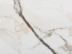 Mesa de centro de cristal templado, cerámica y metal - Efecto mármol - DERIYA Mesa De Centro