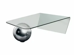 Vente-unique Mesa de centro de cristal templado y de acero MUNDO