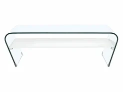 Sale Mesa de centro de cristal templado blanco KELLY - Barato Mesa De Centro