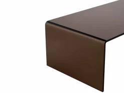 Vente-unique Mesa de centro de cristal templado curvado - Marrón - ALONZO