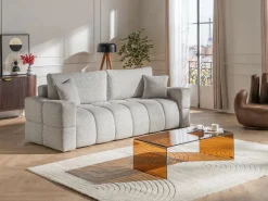 Vente-unique Mesa de centro de cristal templado curvado - Marrón - ALONZO