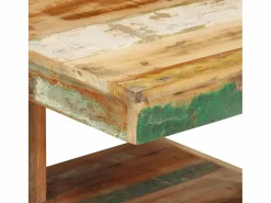 Discount vidaxl Mesa de centro de madera maciza reciclada 45x45x40 cm Color natural claro