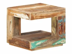 Discount vidaxl Mesa de centro de madera maciza reciclada 45x45x40 cm Color natural claro
