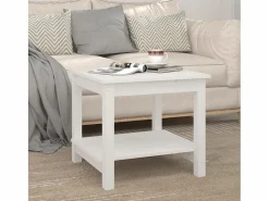 Best Mesa de centro de madera maciza de pino blanca 50x50x45 cm Mesa De Centro