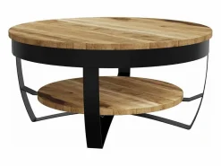 Outlet Mesa de centro de madera de mango rugosa 65x32 cm Mesa De Centro