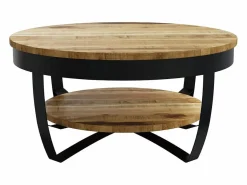 Outlet Mesa de centro de madera de mango rugosa 65x32 cm Mesa De Centro
