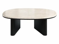 Sale Mesa de centro de mármol y chapado de roble - Beige y negro - CORMINA Mesa De Centro
