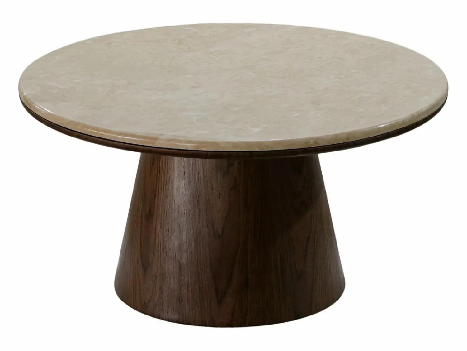 Vente-unique Mesa de centro de mármol y chapa de nogal - Beige y natural oscuro - SADURA Color natural oscuro / Beige