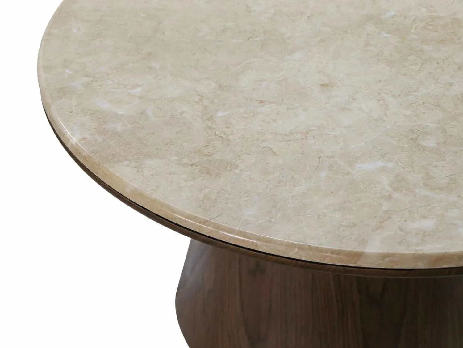 Vente-unique Mesa de centro de mármol y chapa de nogal - Beige y natural oscuro - SADURA Color natural oscuro / Beige