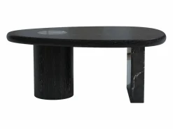 Vente-unique Mesa de centro de mármol y chapado de roble - - MARSULA Negro