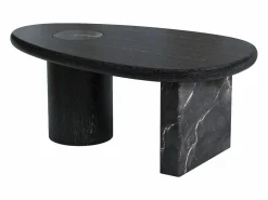 Vente-unique Mesa de centro de mármol y chapado de roble - - MARSULA Negro