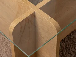 Vente-unique Mesa de centro de vidrio templado - Natural claro y Transparente - AZRA