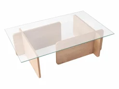 Vente-unique Mesa de centro de vidrio templado - Natural claro y Transparente - AZRA