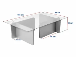 Vente-unique Mesa de centro de vidrio templado - Natural claro y Transparente - AZRA
