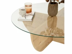 Vente-unique Mesa de centro de vidrio templado AYSUN - Natural, transparente y transparente