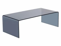 Hot Mesa de centro de vidrio templado curvado y ahumado - Negro - ALONZO Mesa De Centro