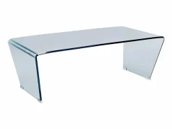 Vente-unique Mesa de centro design de cristal templado curvado SUZANA