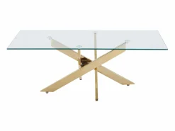 Sale Mesa de centro en cristal templado y metal dorado - Transparente - COSIMA Mesa De Centro