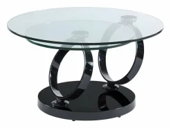 Maison Céphy Mesa de centro JOLINE con tableros giratorios - Vidrio templado - Negro