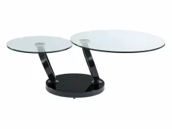 Maison Céphy Mesa de centro JOLINE con tableros giratorios - Vidrio templado - Negro