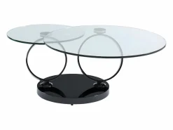 Maison Céphy Mesa de centro JOLINE con tableros giratorios - Vidrio templado - Negro