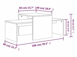 vidaxl Mesa de centro madera contrachapada color roble 100x48x40 cm