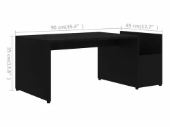 New Clicnbuy Mesa de centro madera contrachapada 90x45x35 cm Negro