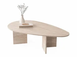 Vente-unique Mesa de centro moderna - Efecto travertino - LOMARETI