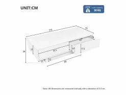 Hot Mesa de centro moderna brillante con 2 cajones - 115 x 55 x 34 cm - LED - Tablero de partículas - Mesa De Centro