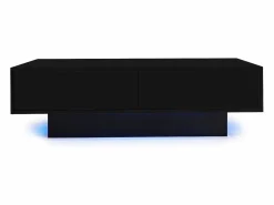 Outlet Mesa de centro moderna lacada de alto brillo con iluminación LED y 2 cajones - Mesa De Centro