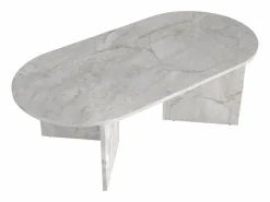 Best Mesa de centro ovalada - Color: Efecto mármol - TOPANIA Mesa De Centro