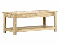 Clicnbuy Mesa de centro pintada a mano madera maciza mango 110x50x45 cm