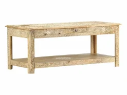Clicnbuy Mesa de centro pintada a mano madera maciza mango 110x50x45 cm