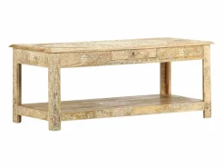 Clicnbuy Mesa de centro pintada a mano madera maciza mango 110x50x45 cm