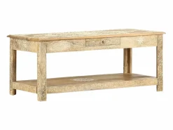 Clicnbuy Mesa de centro pintada a mano madera maciza mango 110x50x45 cm