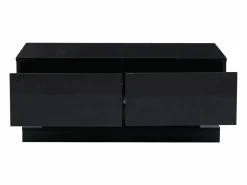 Sale Hauss Spole Mesa de centro rectangular 90x50x38cm con 2 cajones, LED incluido, cuerpo en lacado brillo Negro