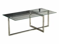 Online Mesa de centro rectangular - Cristal templado - Metal plateado - CHIARA Transparente