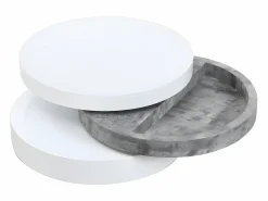 Online Mesa de centro redonda y pivotante - 3 tableros - MDF - Color: blanco y cemento. JANITA Mesa De Centro