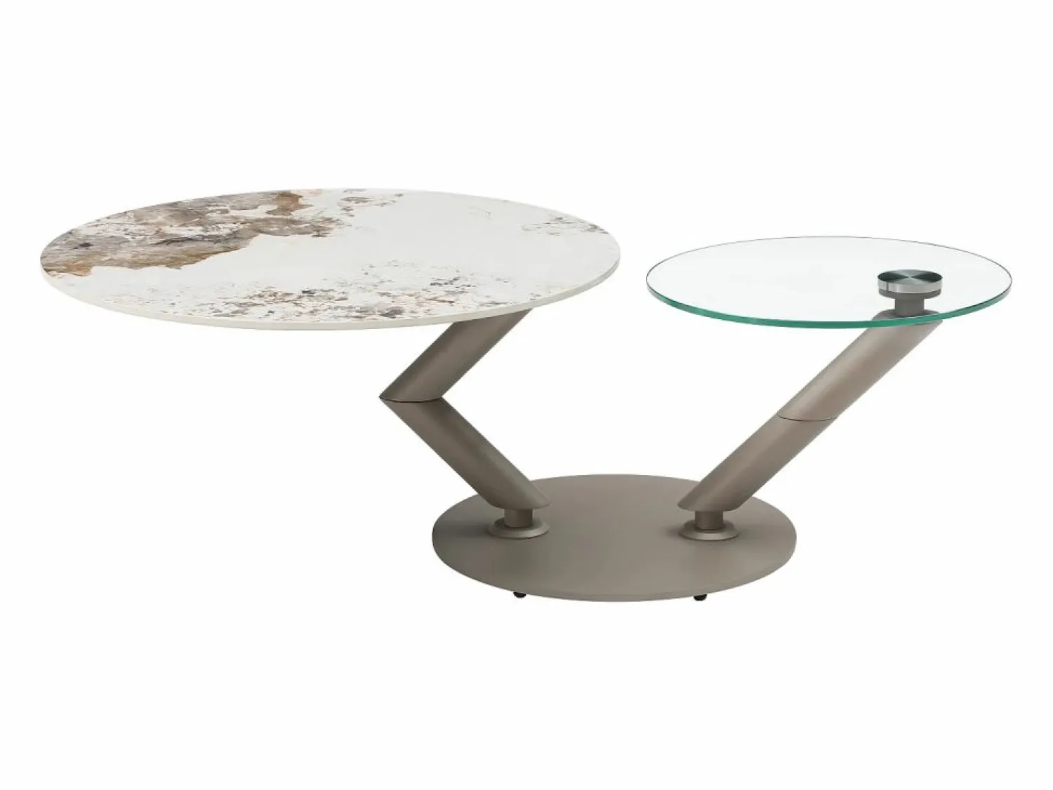 Discount Mesa de centro tableros pivotantes de cerámica y vidrio templado - Efecto mármol blanco - ELDOVA Mesa De Centro