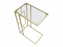 Outlet Mesa de centro y lateral rectangular de metal y vidrio London Mesa Auxiliar