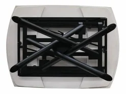 Clearance Mesa de cerámica blanca, base de metal , extensible 120x88-180x88 cm - BONIFACIO Negro